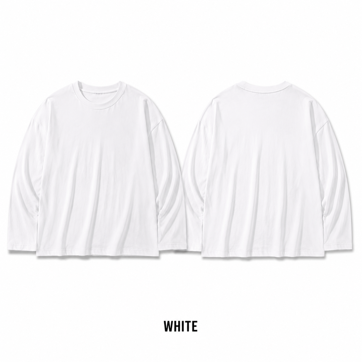 White oversized long-sleeve T-shirt front and back