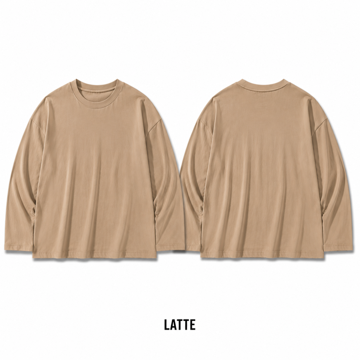 Latte oversized long-sleeve T-shirt front and back
