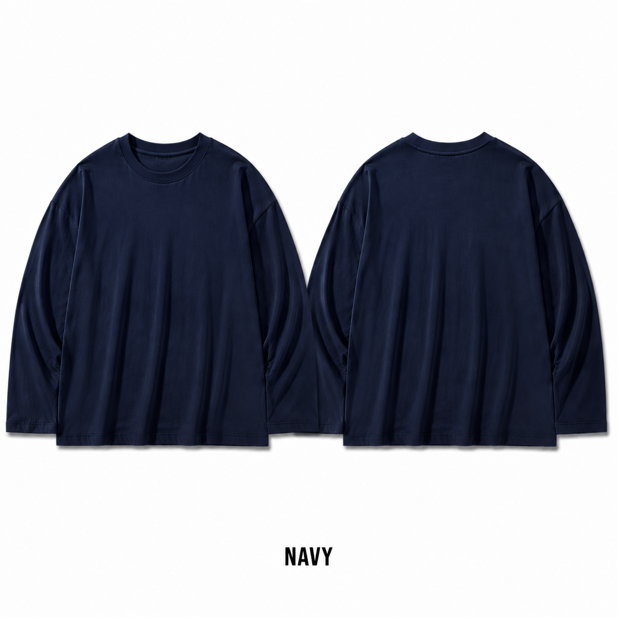Navy oversized long-sleeve T-shirt front and back