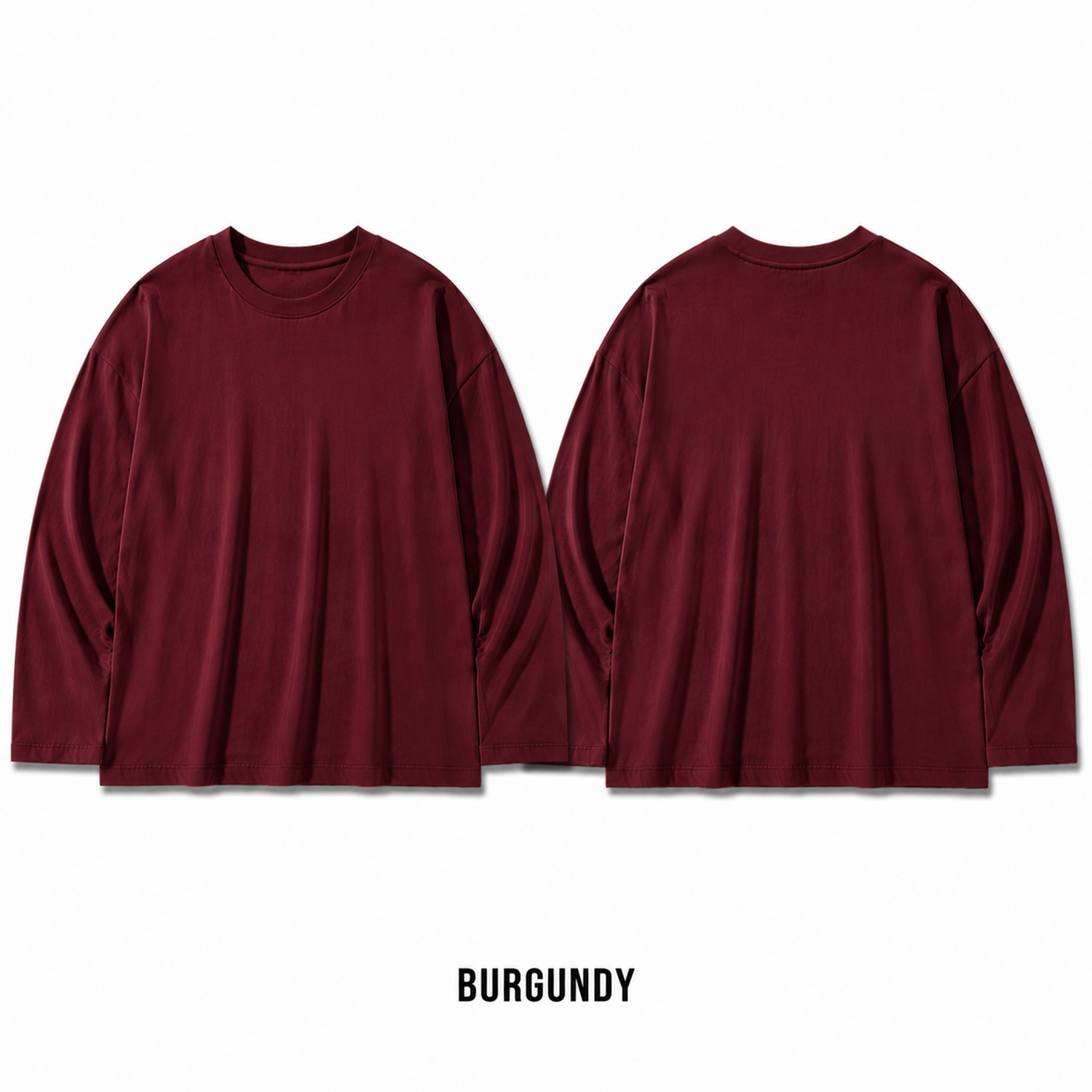 Burgundy oversized long-sleeve T-shirt front and back