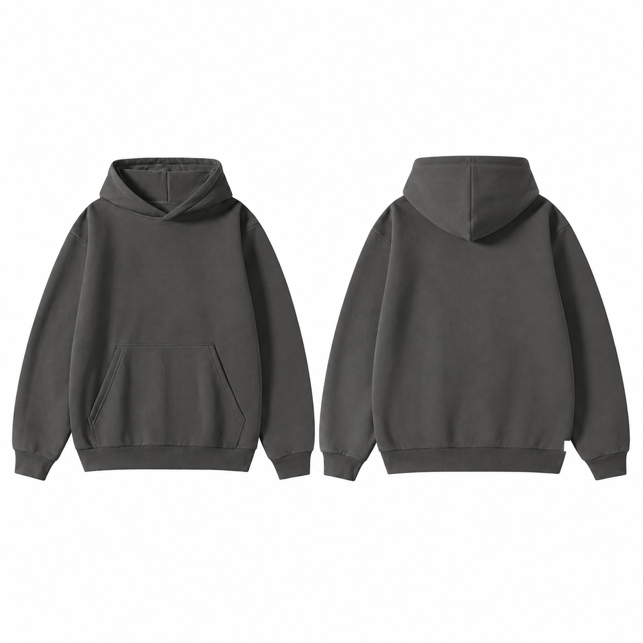 Charcoal pullover hoodie front and back