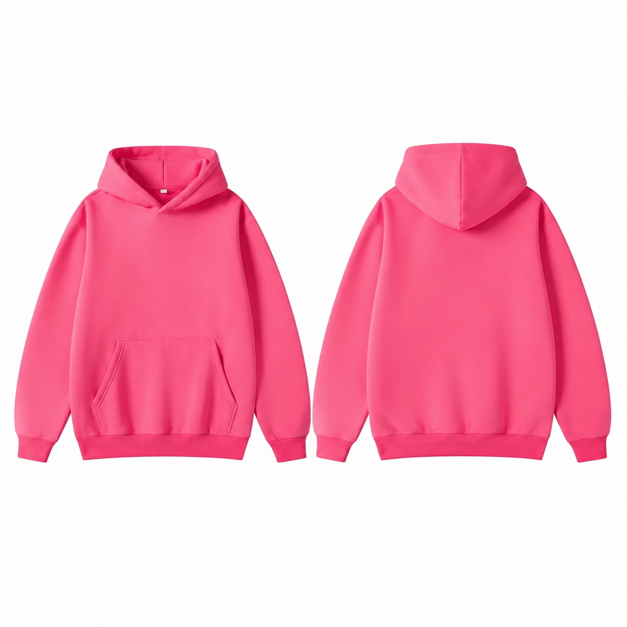 Rose red pullover hoodie front and back