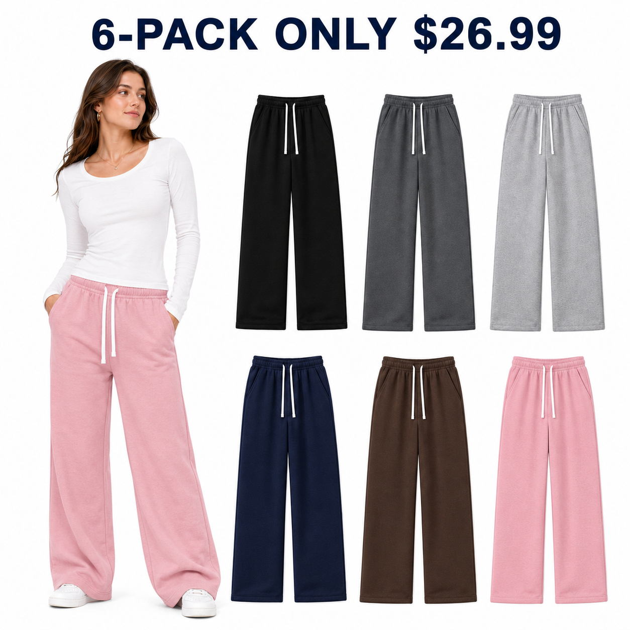 Unisex wide-leg sweatpants 6-Pack Street Mix, Only $26.99