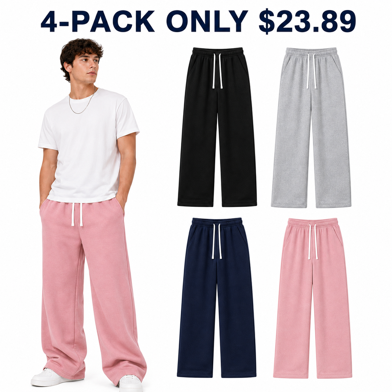 Unisex wide-leg sweatpants 4-Pack Color Pop, Only $23.89