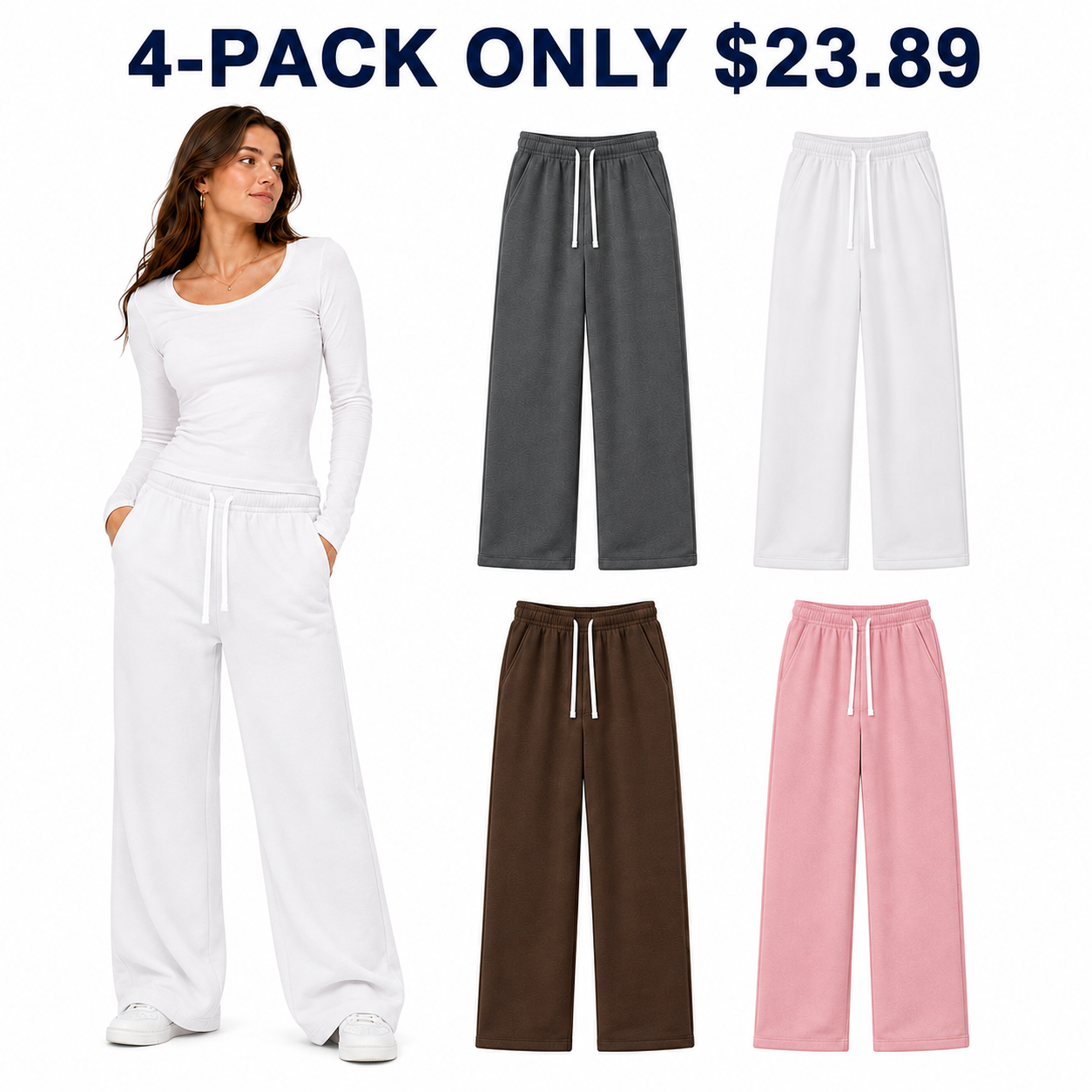 Unisex wide-leg sweatpants 4-Pack Weekend Balance, Only $23.89