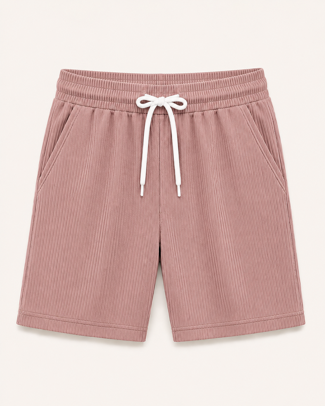 Dusty Rose textured rib-knit men's drawstring shorts