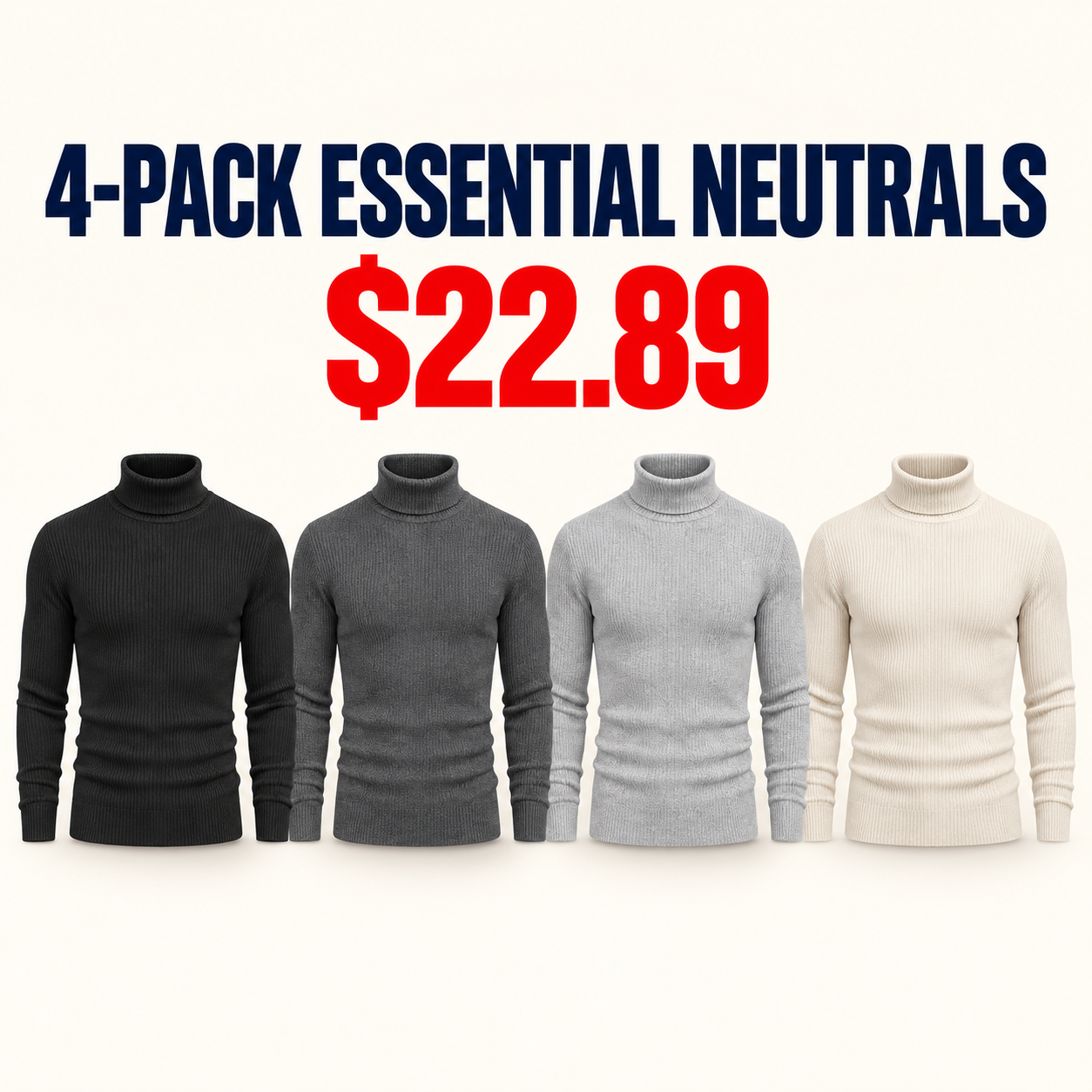 4-Pack Essential Neutrals turtleneck sweaters