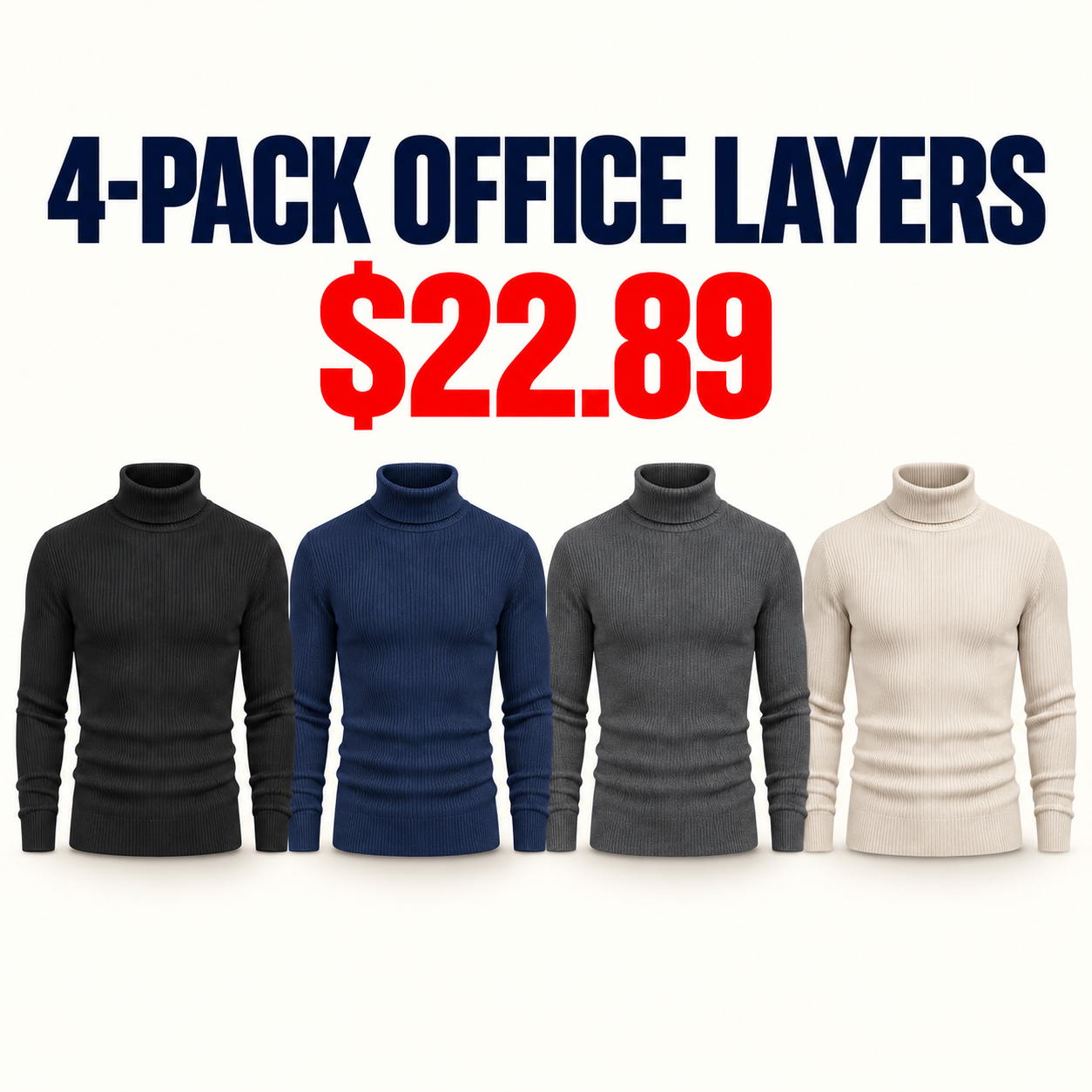4-Pack Office Layers turtleneck sweaters