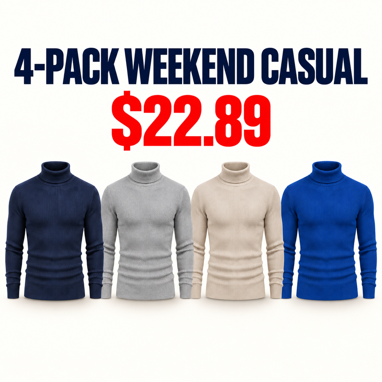 4-Pack Weekend Casual turtleneck sweaters
