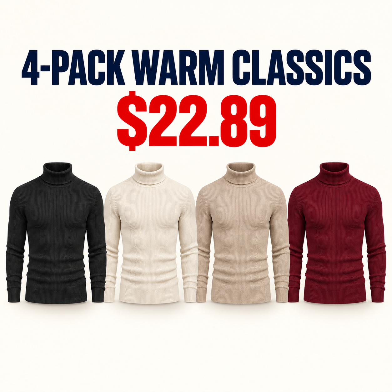 4-Pack Warm Classics turtleneck sweaters