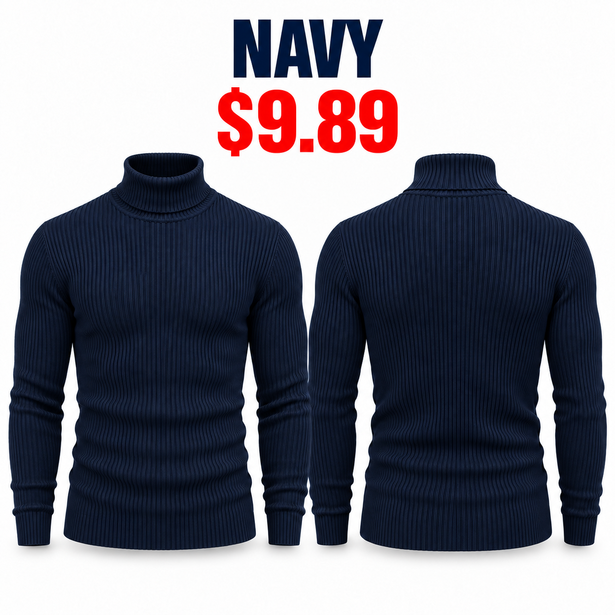 Single Navy slim-fit ribbed turtleneck sweater