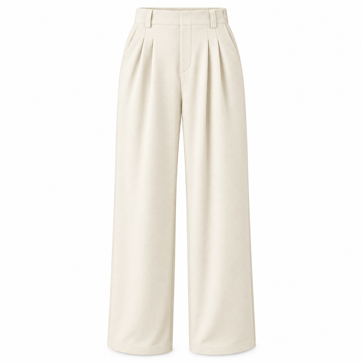 Vanilla Ice high-waisted waffle wide-leg work pants, front and back product views