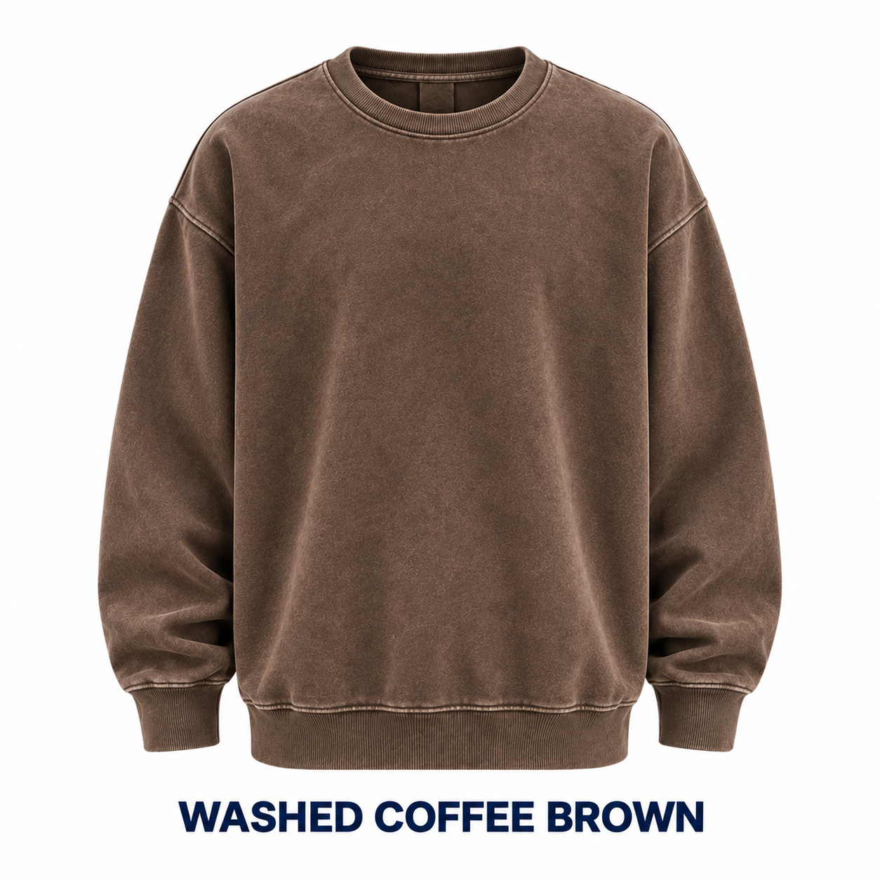 Washed Coffee Brown vintage wash crewneck sweatshirt front view