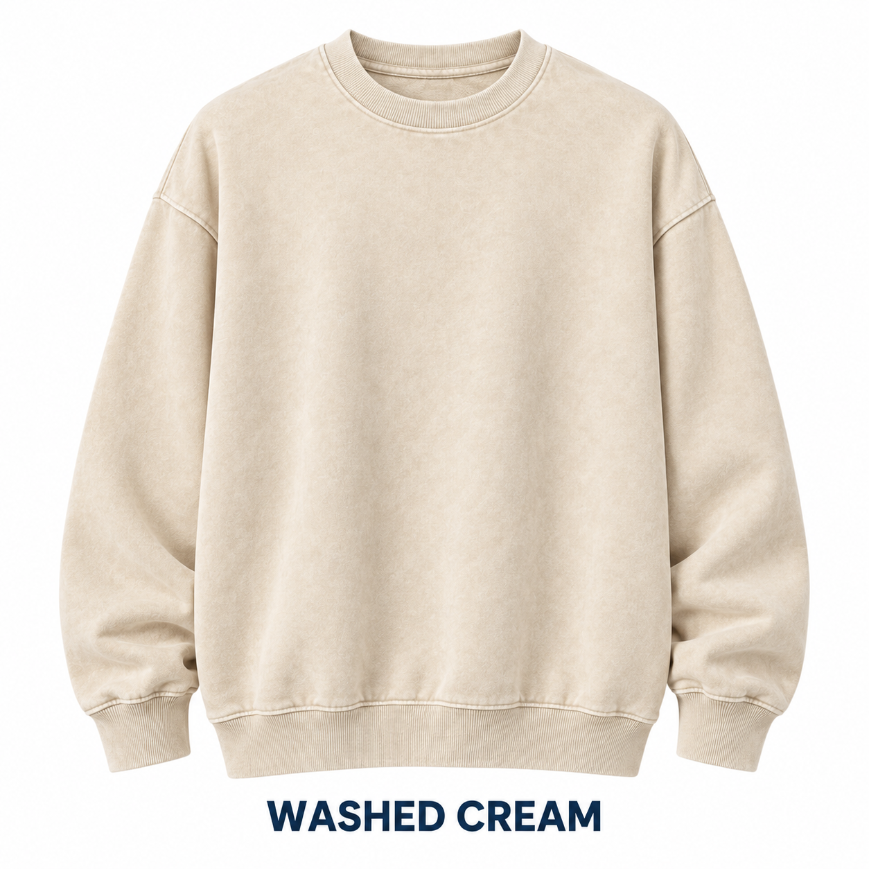 Washed Cream vintage wash crewneck sweatshirt front view