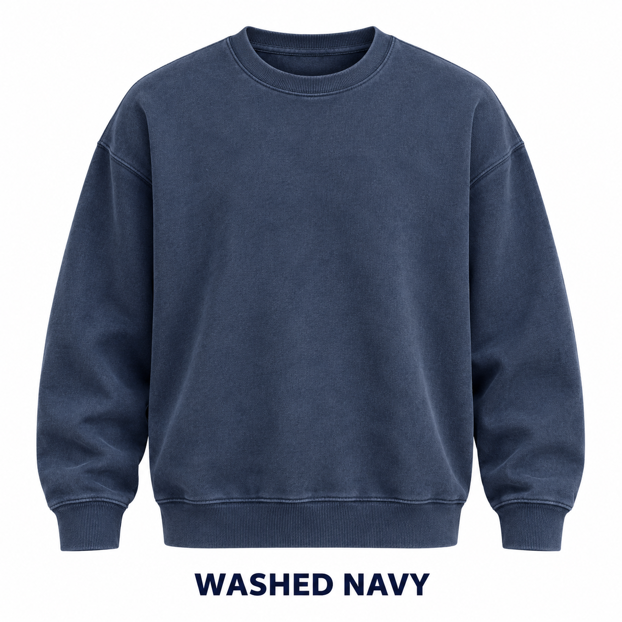 Washed Navy vintage wash crewneck sweatshirt front view