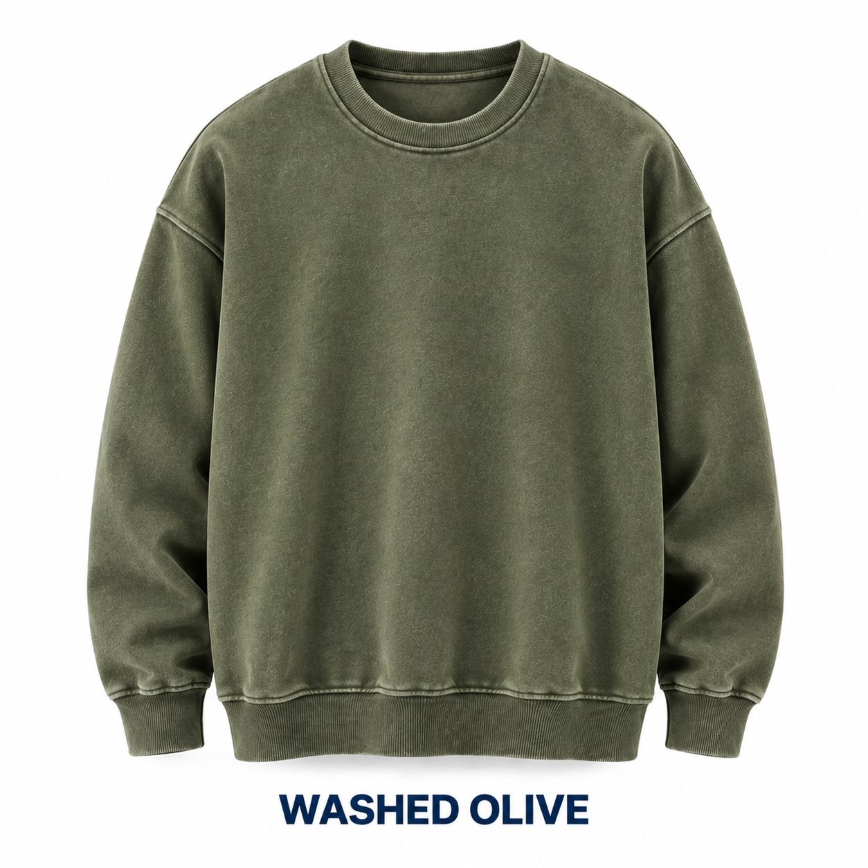 Washed Olive vintage wash crewneck sweatshirt front view
