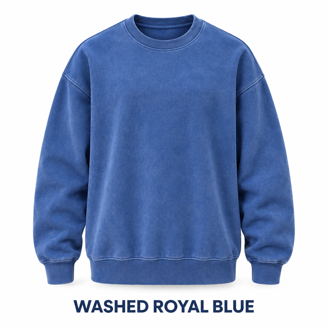 Washed Royal Blue vintage wash crewneck sweatshirt front view