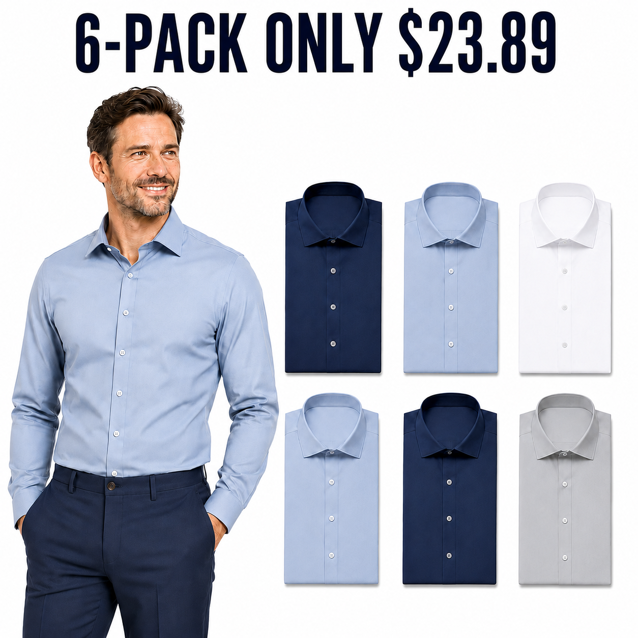 Men's stretch dress shirts 6-Pack Cool Office, Only $23.89