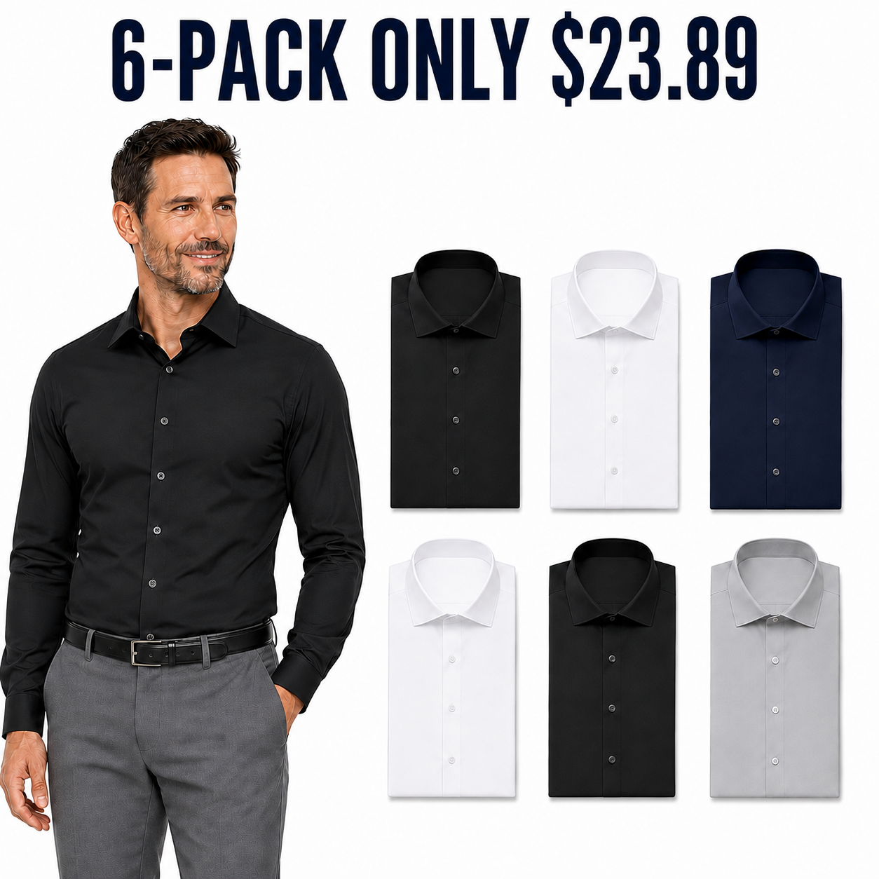 Men's stretch dress shirts 6-Pack Executive Core, Only $23.89