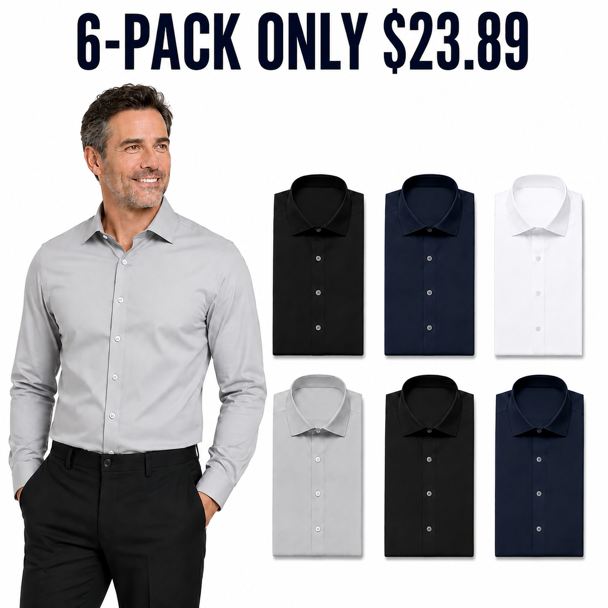 Men's stretch dress shirts 6-Pack Formal Essentials, Only $23.89
