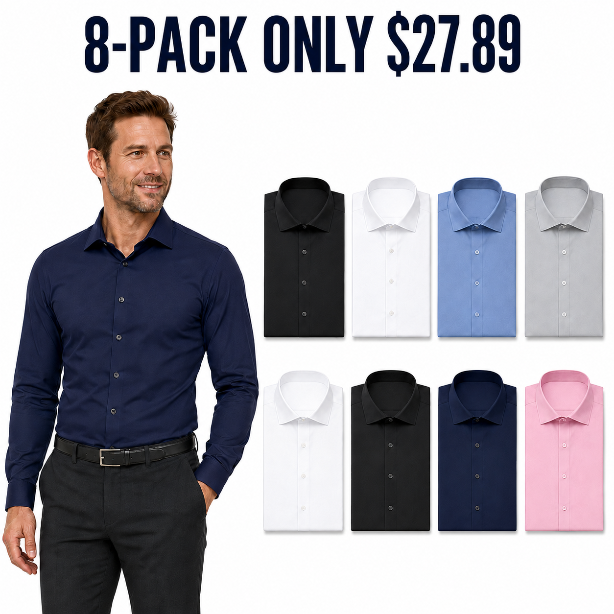 Men's stretch dress shirts 8-Pack Complete Rotation, Only $27.89