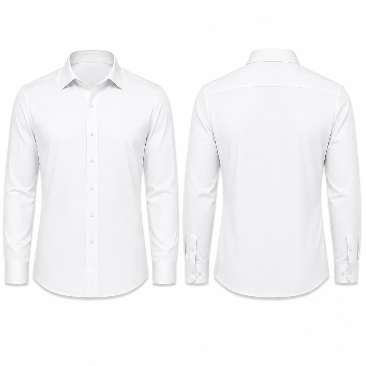 Men's white stretch dress shirt front and back