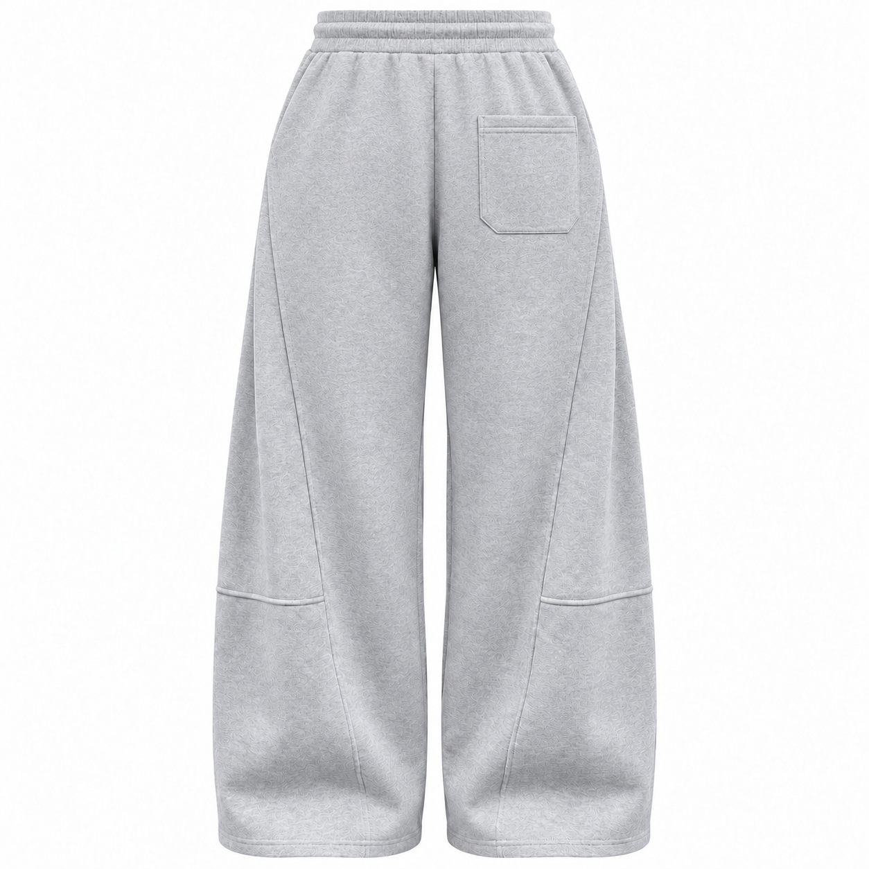 Light Gray wide-leg sweatpants rear view with one right patch pocket