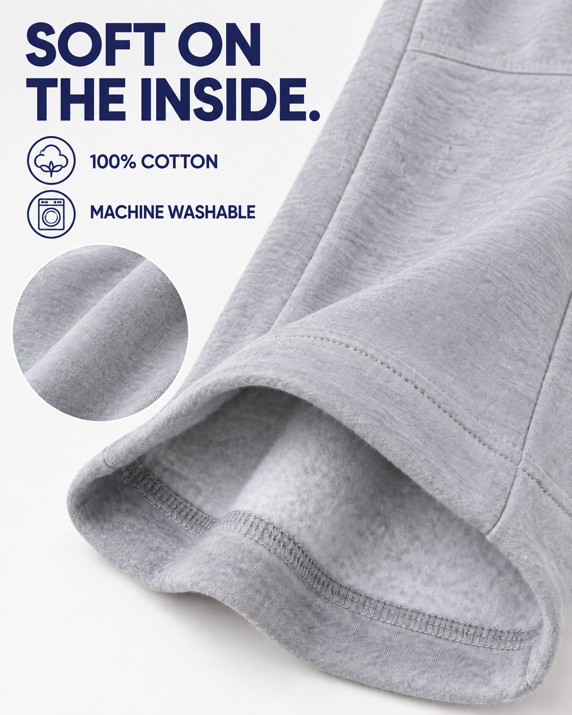 100% cotton brushed inner fabric and open-hem detail