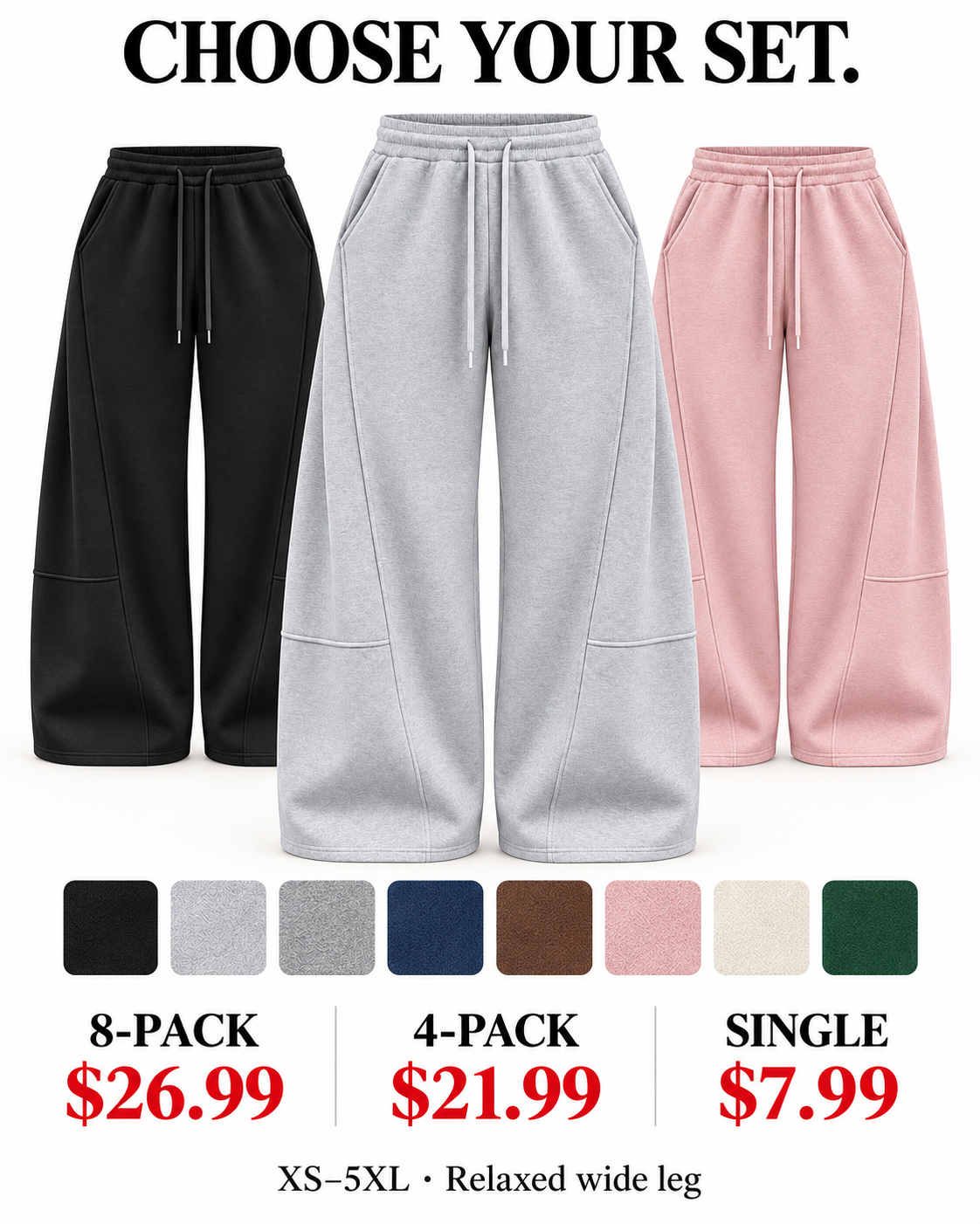 Eight colors and choice of 8-pack, 4-pack, or single-color purchase