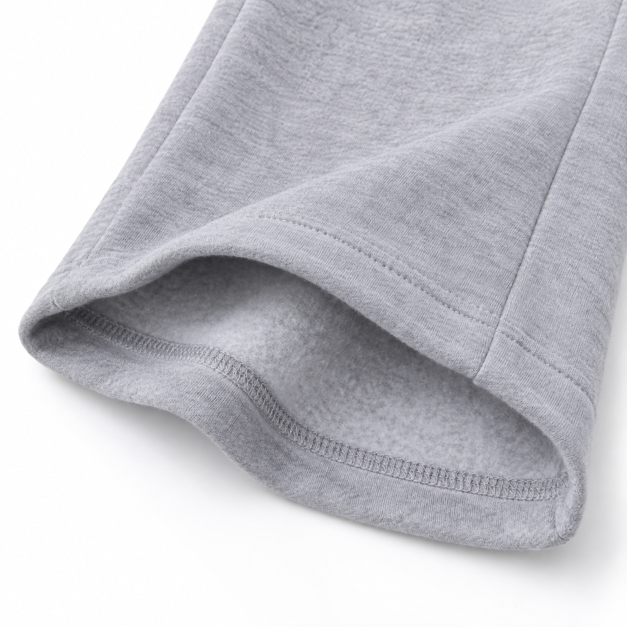 Open hem and brushed inner fabric detail of cotton wide-leg sweatpants