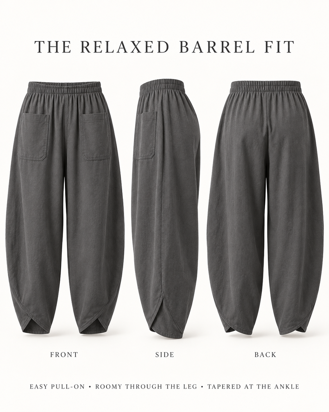 Front, side and back views