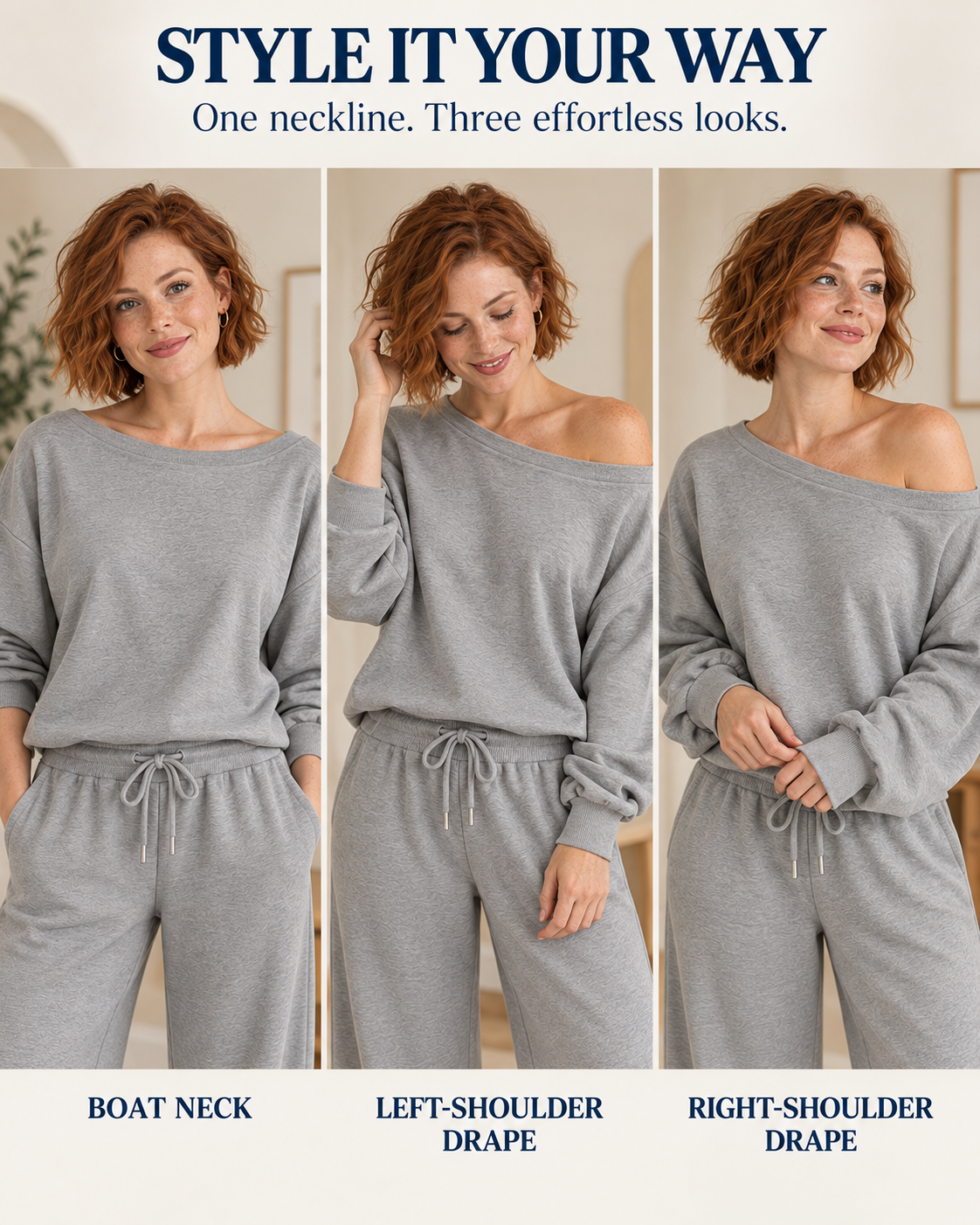 Three neckline styling options