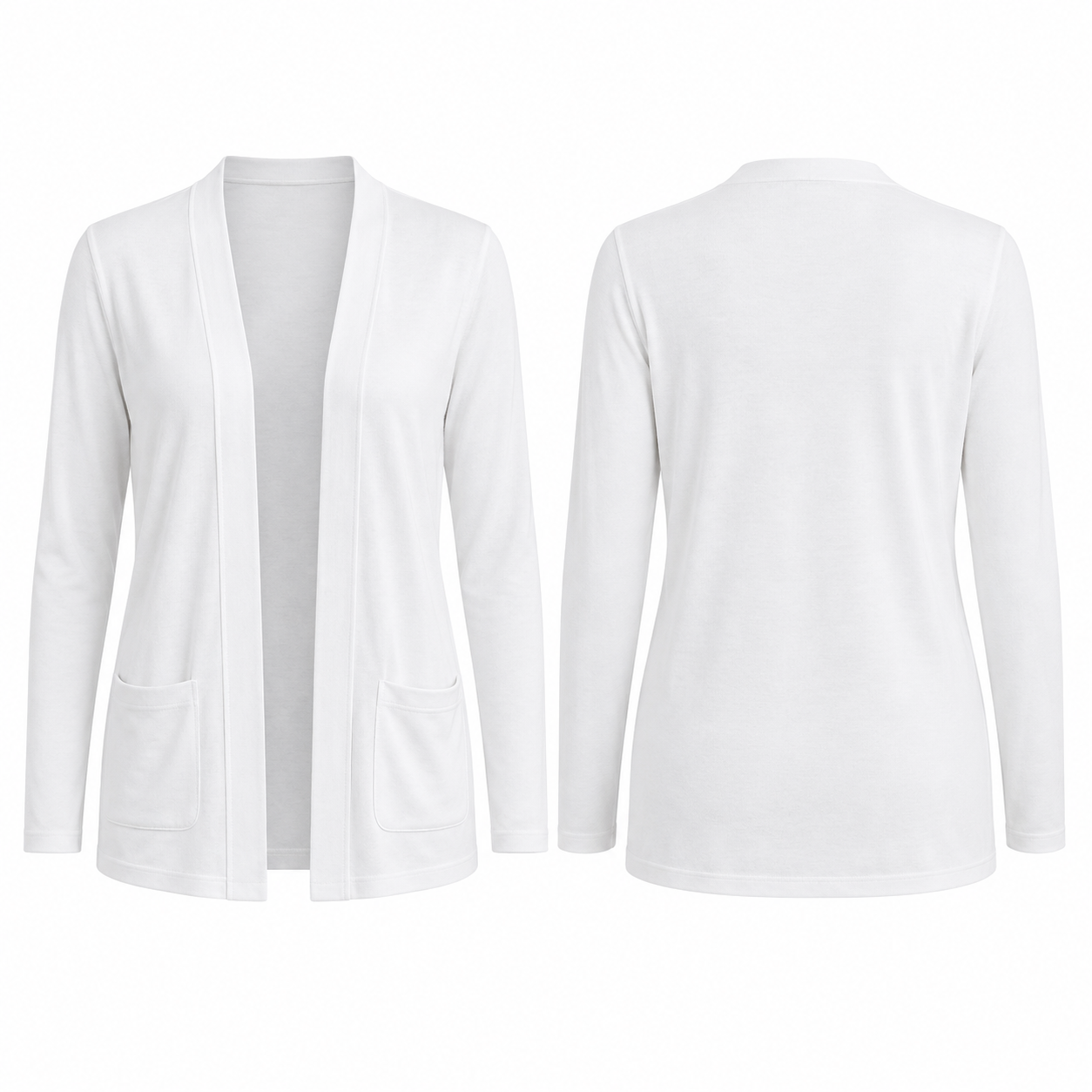 Single White women's lightweight open-front cardigan, front and back