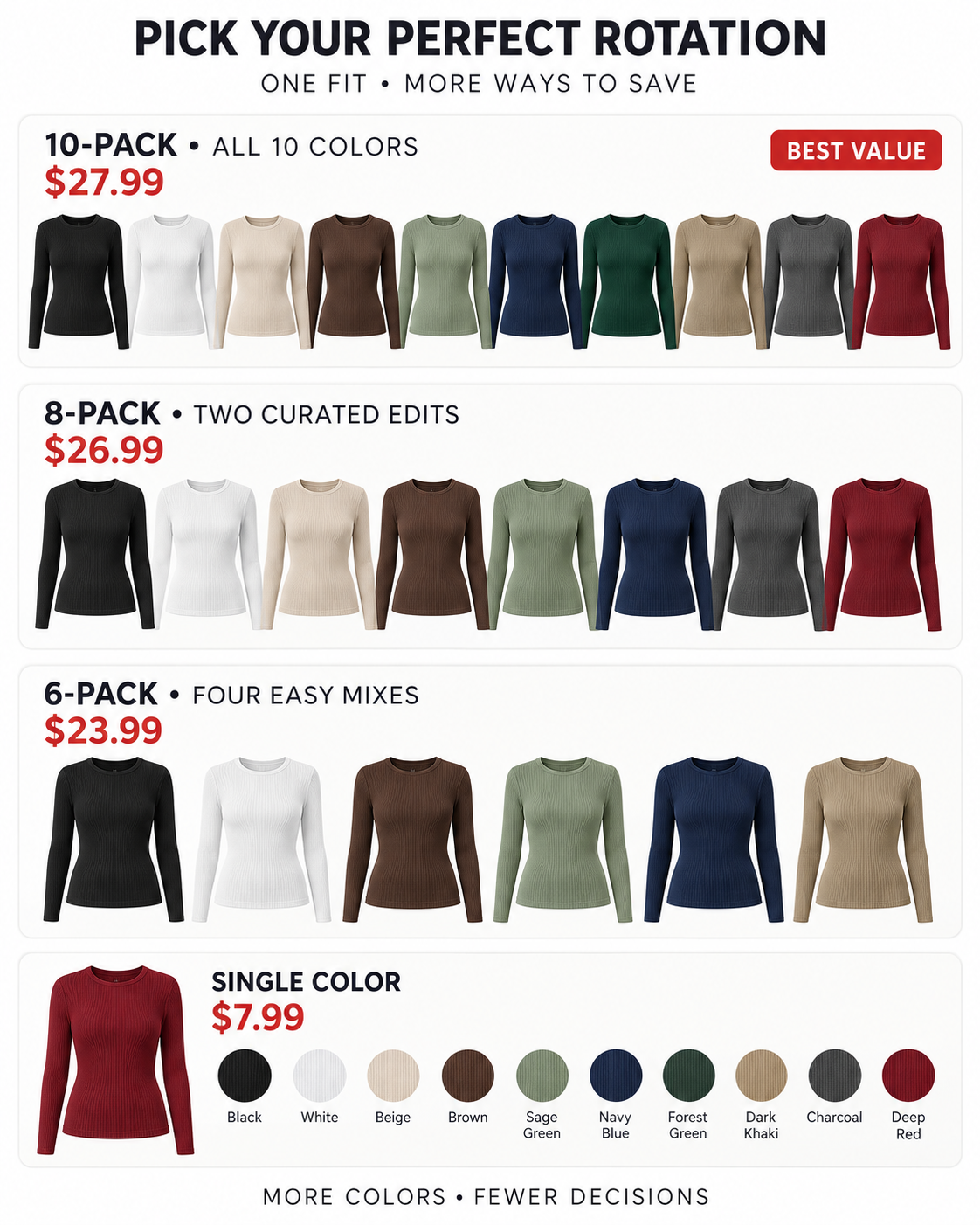 Ten-pack, eight-pack, six-pack and single-color buying guide