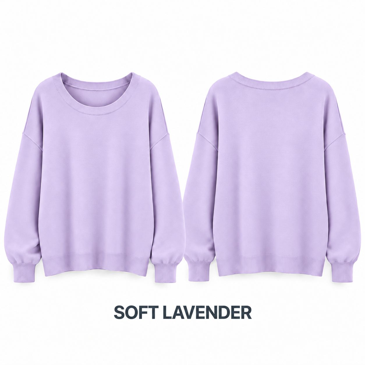 Soft Lavender oversized scoop-neck sweater complete front and back views