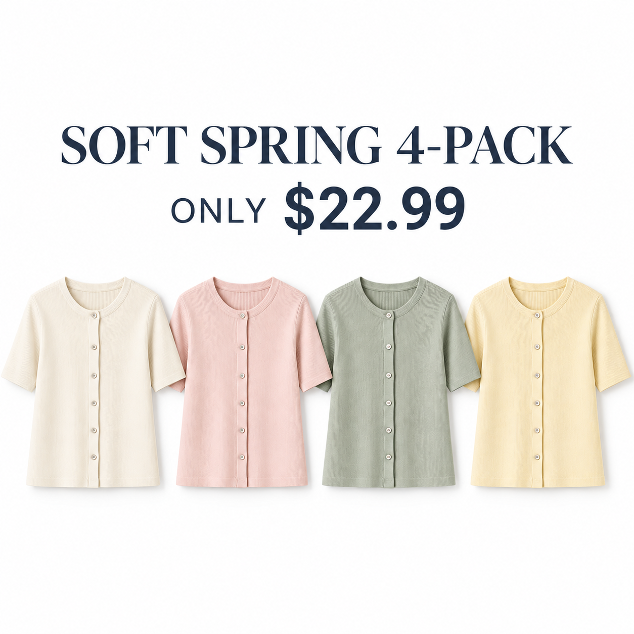 Four short-sleeve ribbed cardigans in Soft Spring, 4-Pack, $22.99