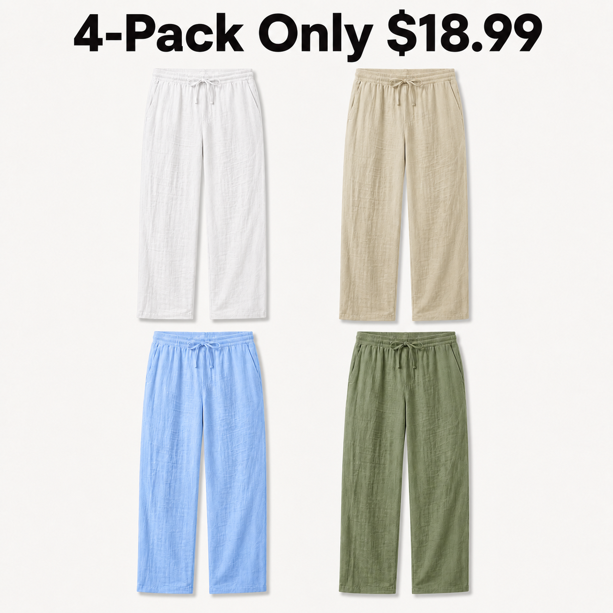 Men's linen-blend pants Coastal Light 4-Pack Only $18.99