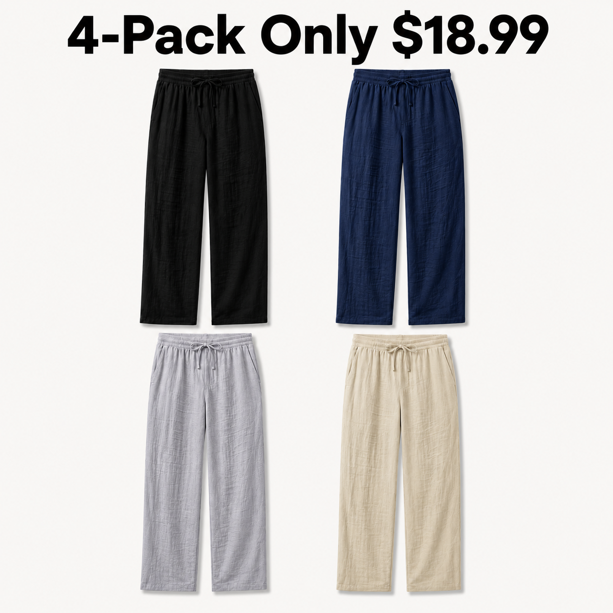Men's linen-blend pants Core Neutrals 4-Pack Only $18.99