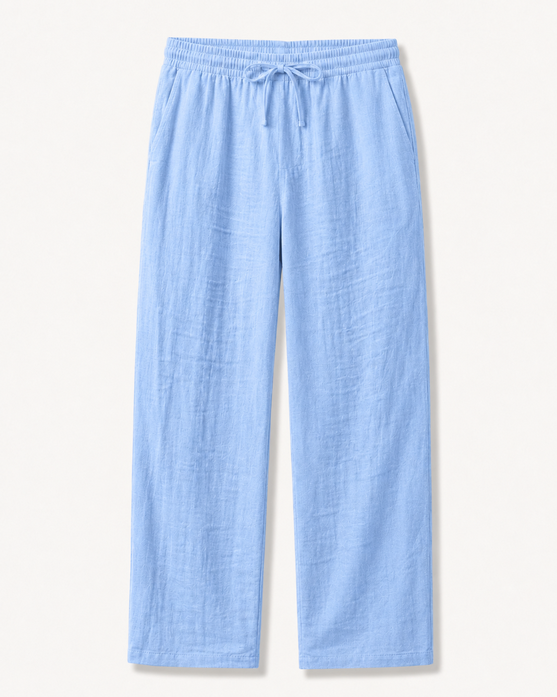 Sky Blue men's linen-blend drawstring straight-leg pants
