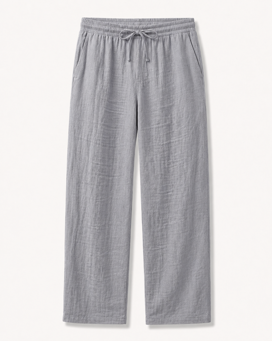 Light Gray men's linen-blend drawstring straight-leg pants