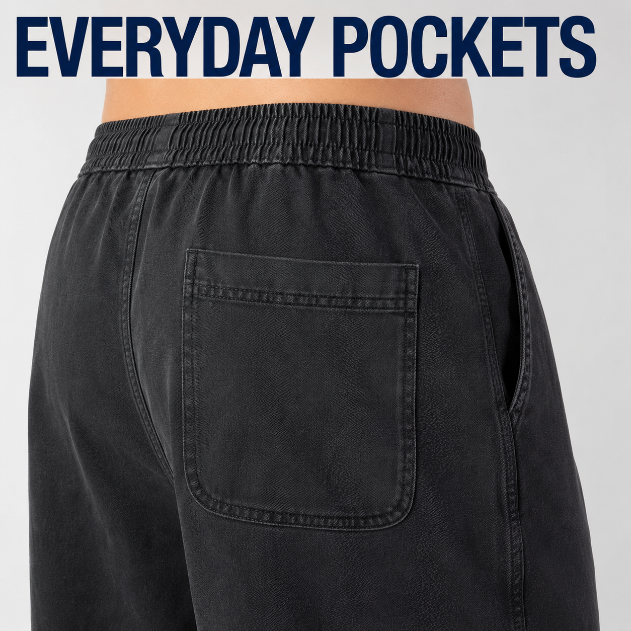 Front slant pocket and rear patch pocket construction