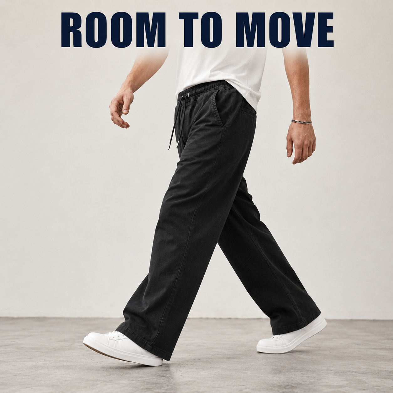 Relaxed straight-leg pants roomy movement fit