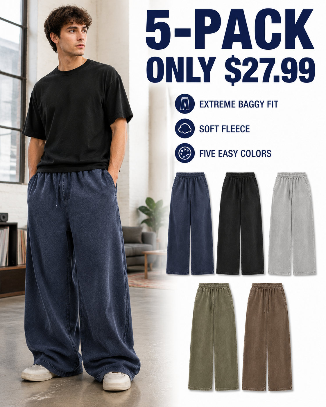5-Pack value and extreme-baggy fit overview