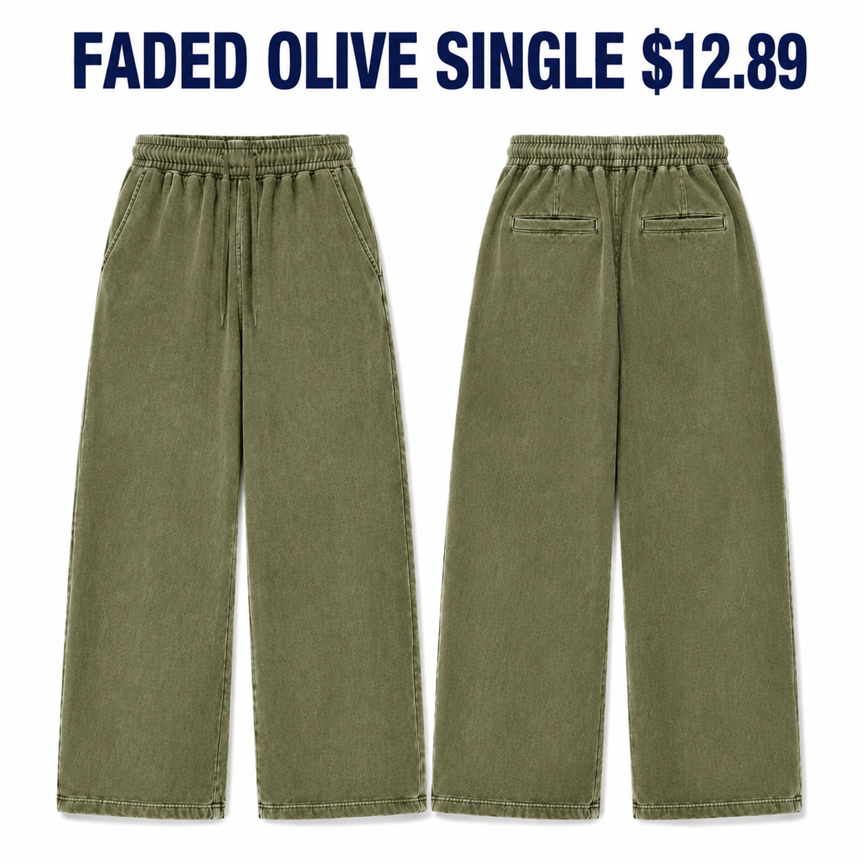Faded Olive extreme-baggy fleece sweatpants single, $12.89