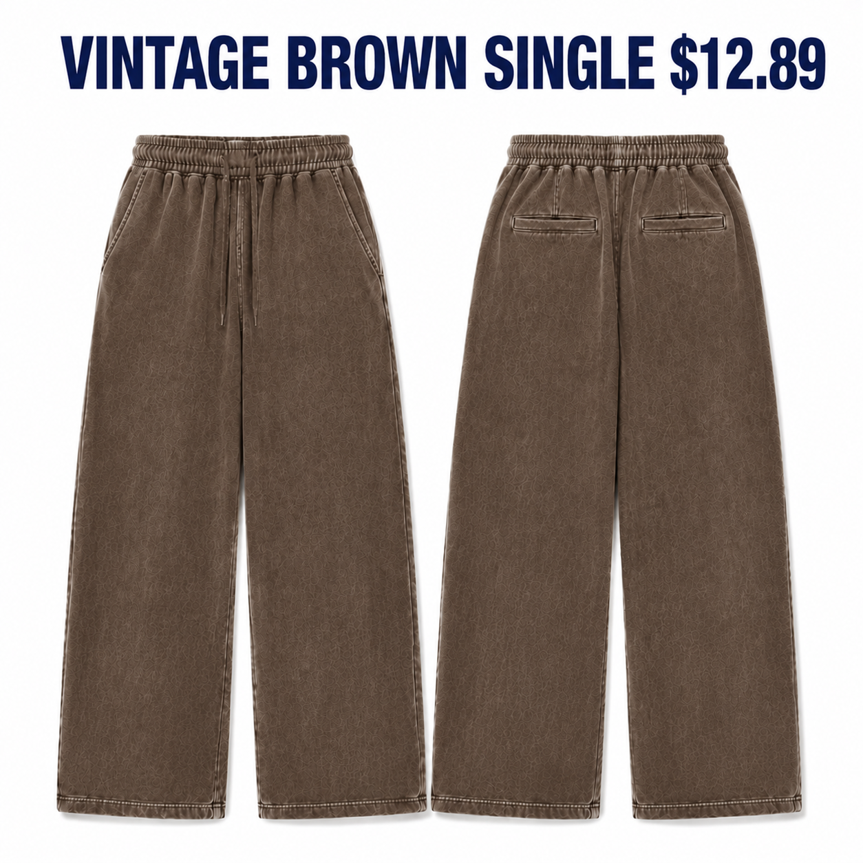 Vintage Brown extreme-baggy fleece sweatpants single, $12.89