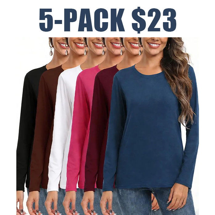 【Limited time deal】【Fast Shipping】Women's Loose Fit Long Sleeve Crewneck Tops