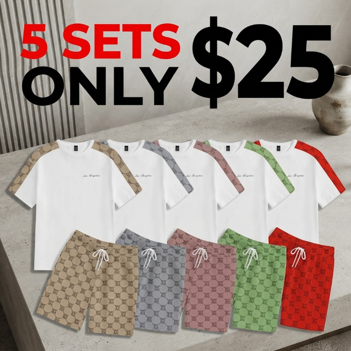 Men's Streetwear Casual Geometric Print Tee & Shorts 2-Piece Set