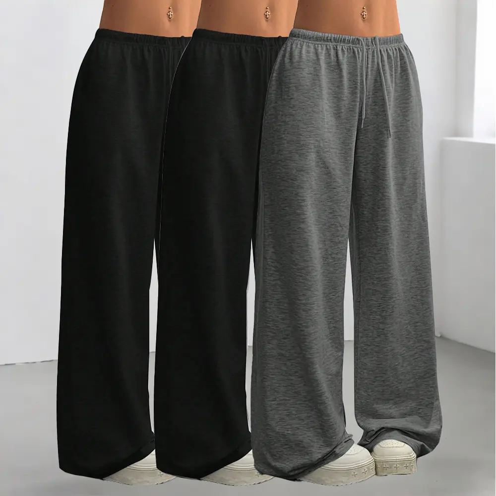 [Solid Color] 1/2/3 Pcs 1/2/3 Pack Oversized Sports Pants Loose Lounge Pants Black & Gray Pants Streetwear Pants Women Outfits Casual Pants Daily Wear Pants Womenswear Trouser