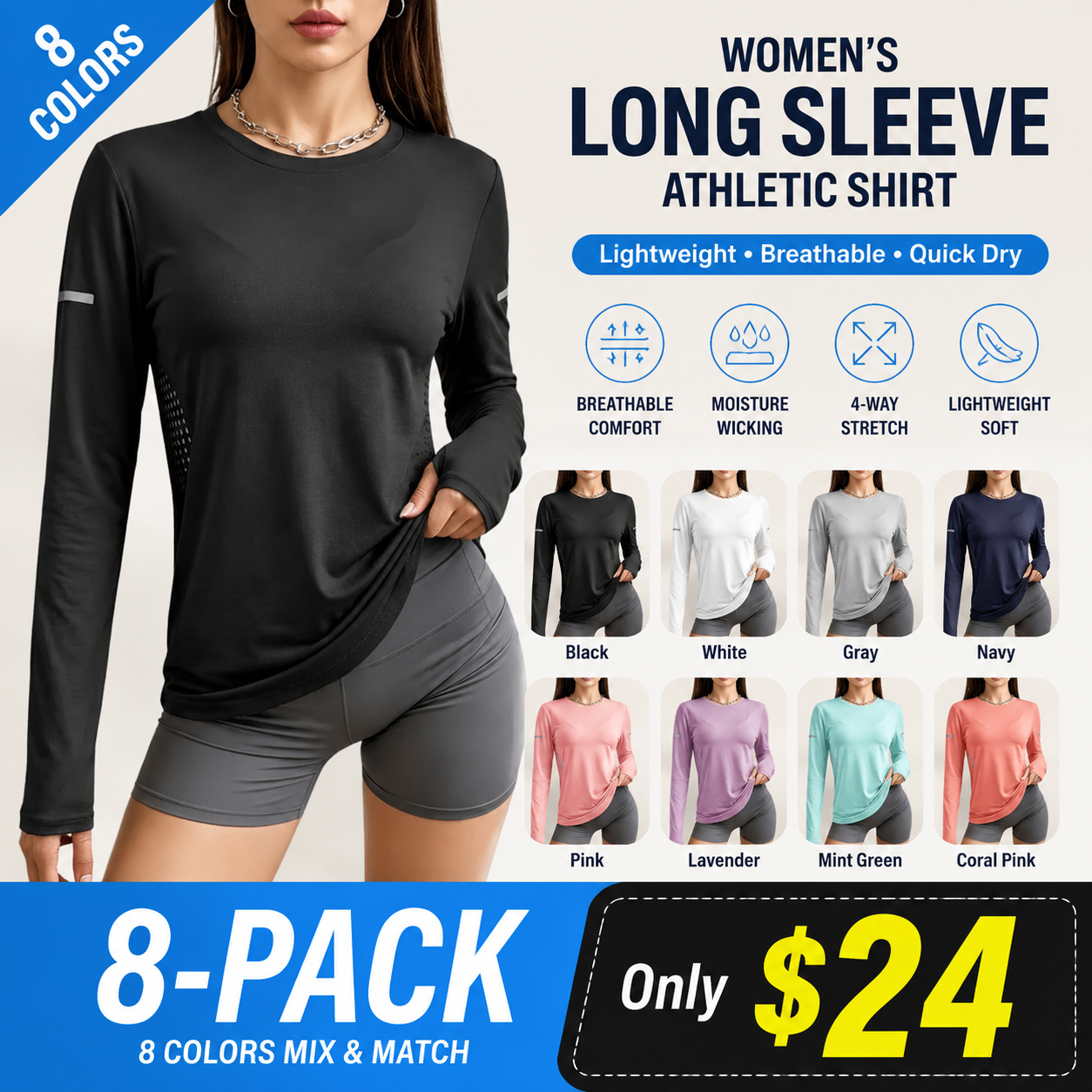 Set of 4 women’s long-sleeve shirts — very casual wear