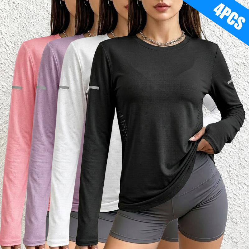 Set of 4 women’s long-sleeve shirts — very casual wear, outdoor sports tops, suitable for hiking, leisure, and office wear Set of 4 women’s long-sleeve shirts — very casual wear, outdoor sports tops, suitable for hiking, leisure, and office wear